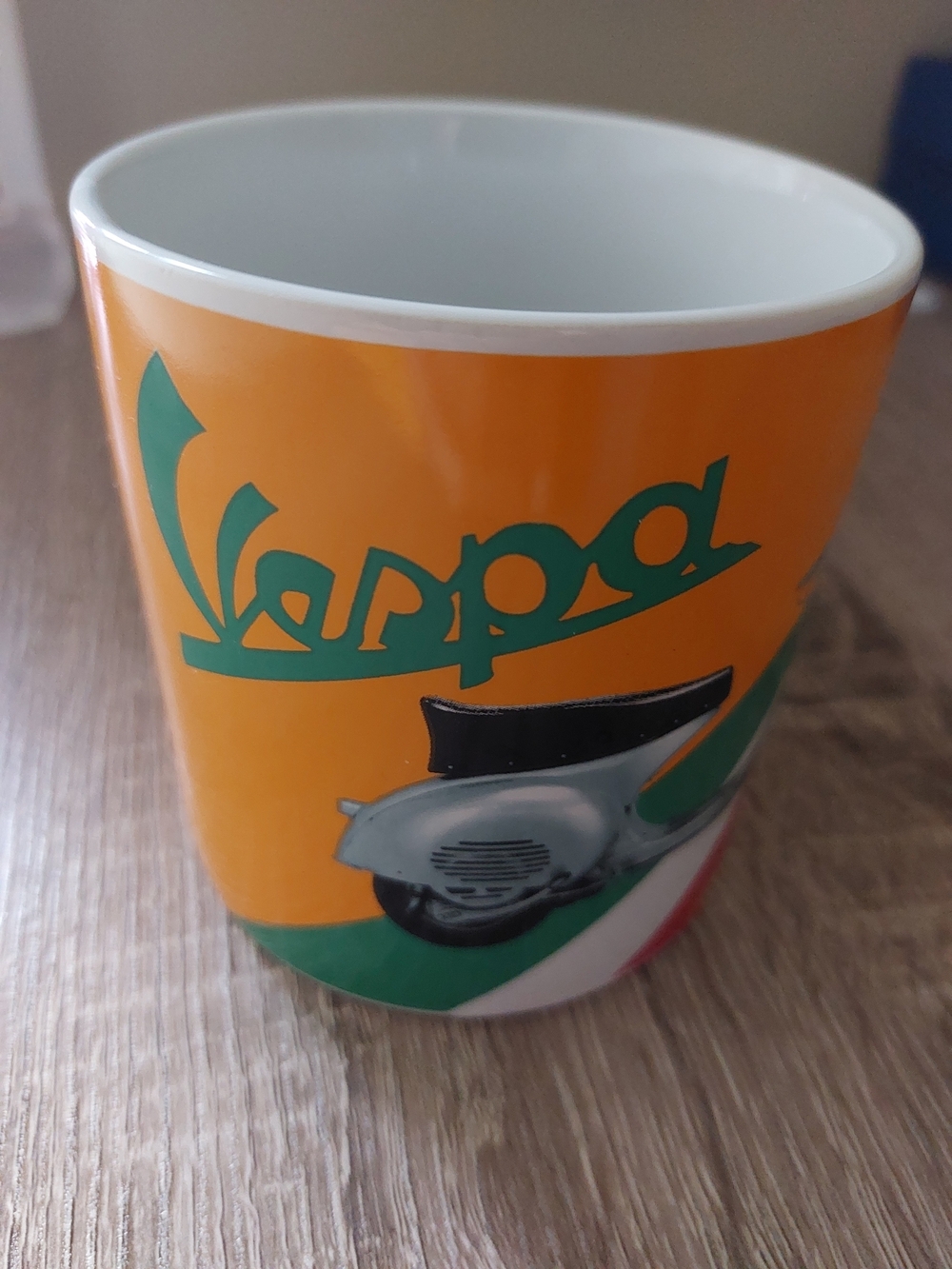 Vespa Brand Ceramic Mug with Italian Flag Logo